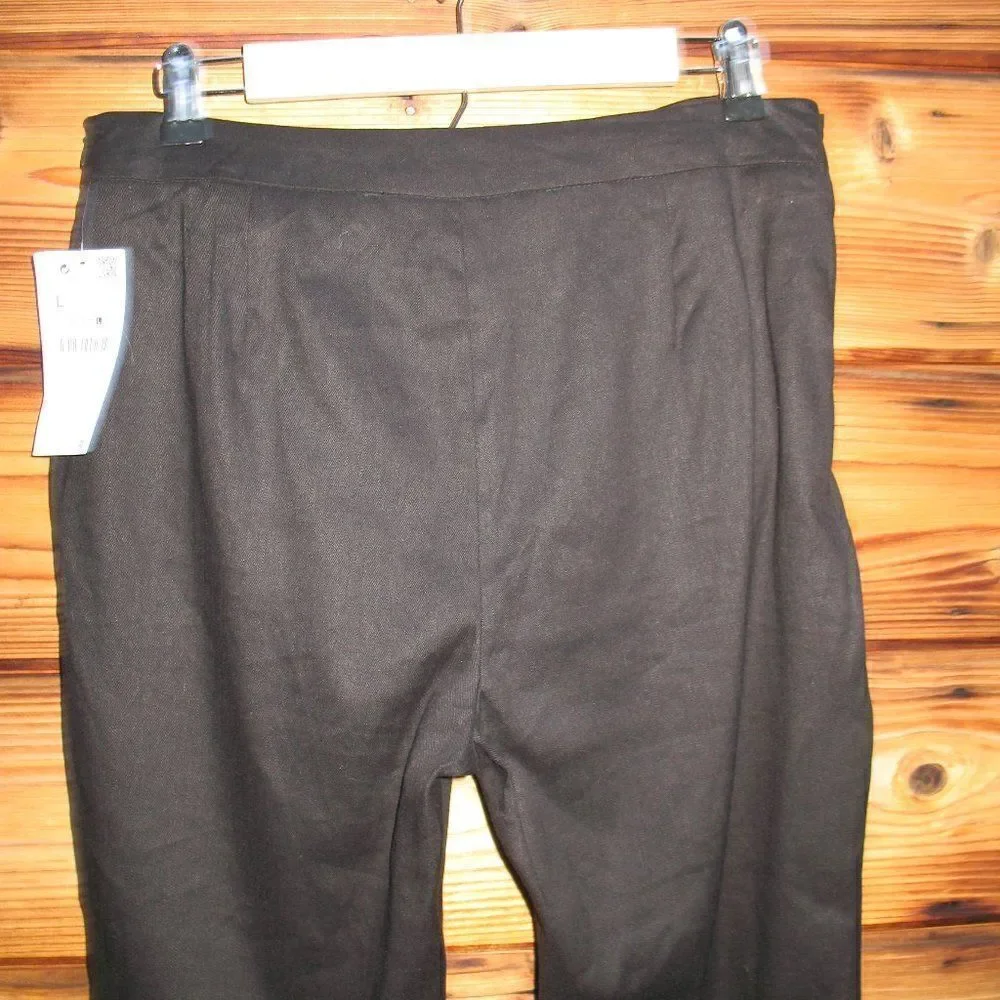 NWT Black Linen Blend Cropped High Waist Pants